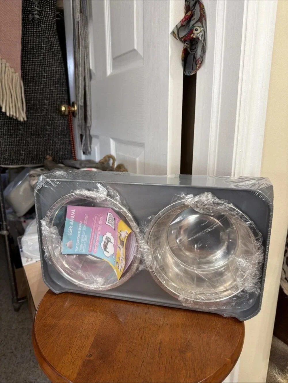 COMESOON Adjustable Elevated Dog Bowls In Gray - SEALED